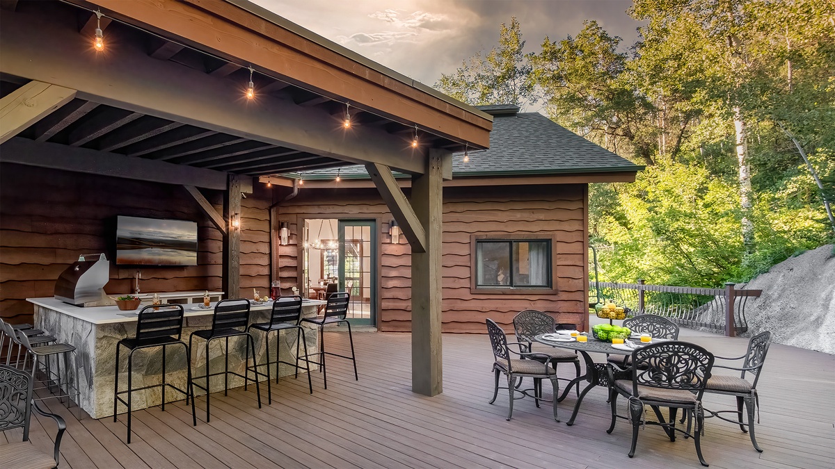 Outdoor patio bar tv