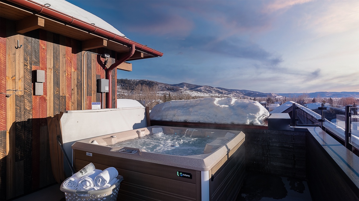 Hot Tub, Rooftop Deck - Hot tub with mountain views