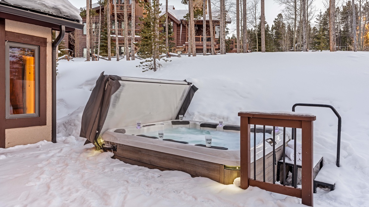 Private hot tub on the main level patio
