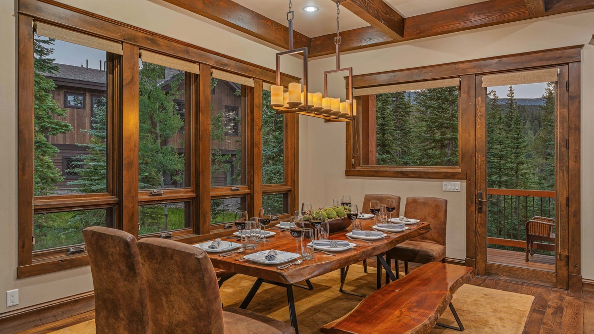 Dining area seats up to 10, grill balcony access