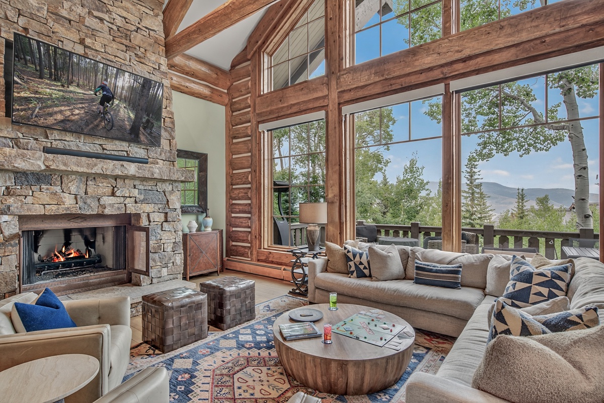 Great Room Main Level - With fireplace and big screen television