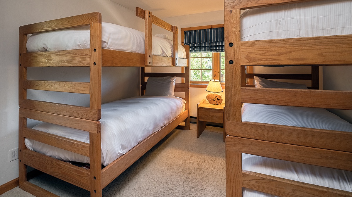 Bedroom 5, Lower Level - Bunk room with two twin-over-twin bunk beds