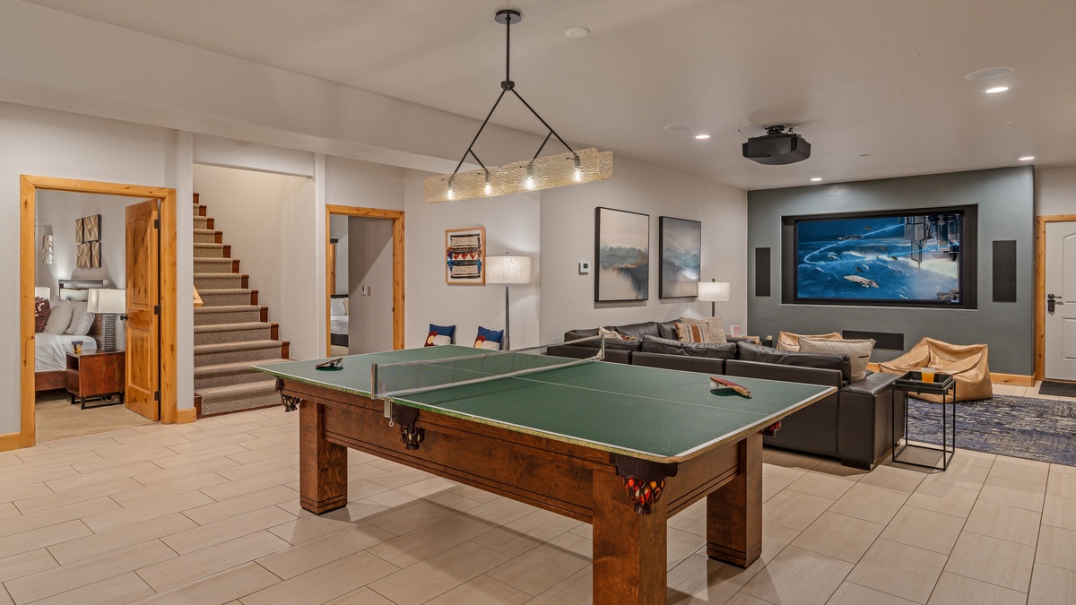 Game table in family room on lower level