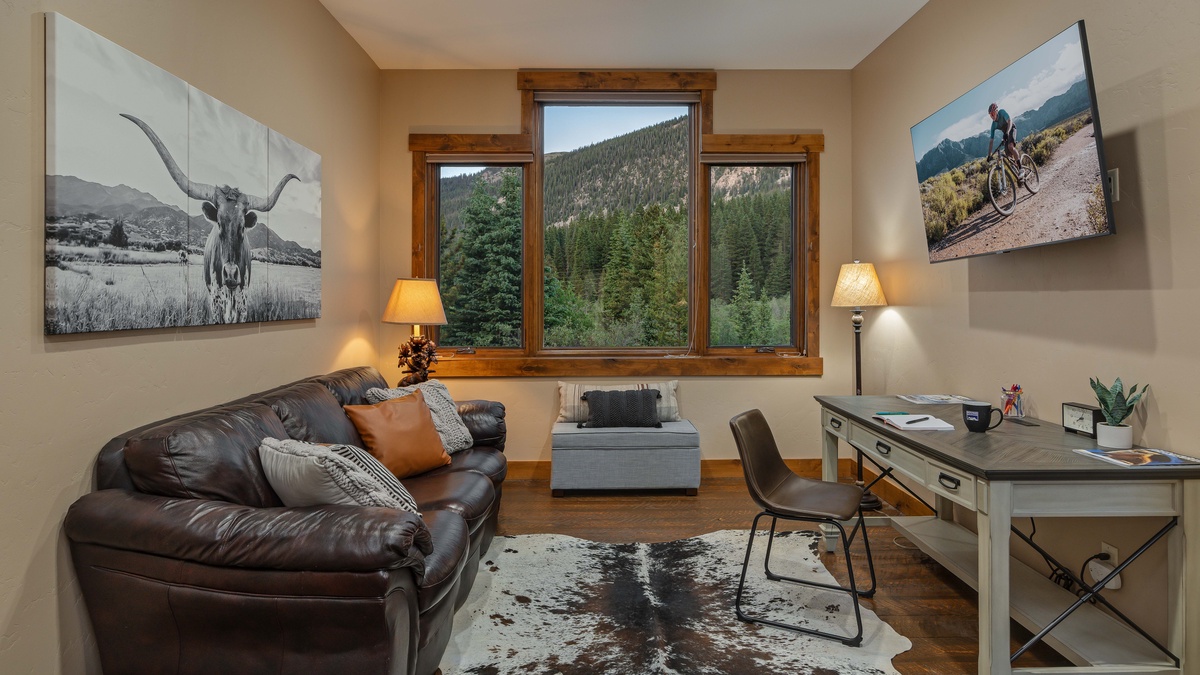 Family room with TV on main level