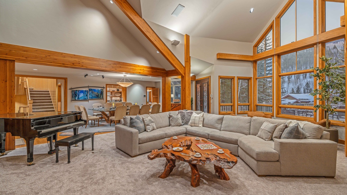 Great room with an open floor plan and beautiful views