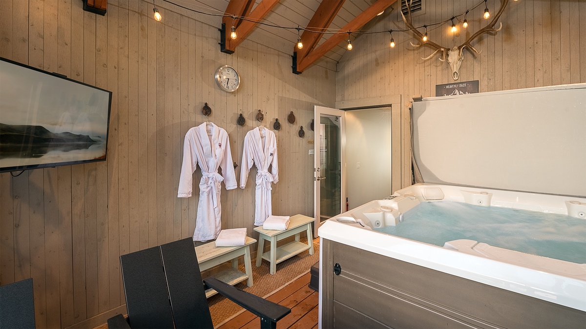 Hot Tub, Uppermost Level - Private hot tub with robes and seating