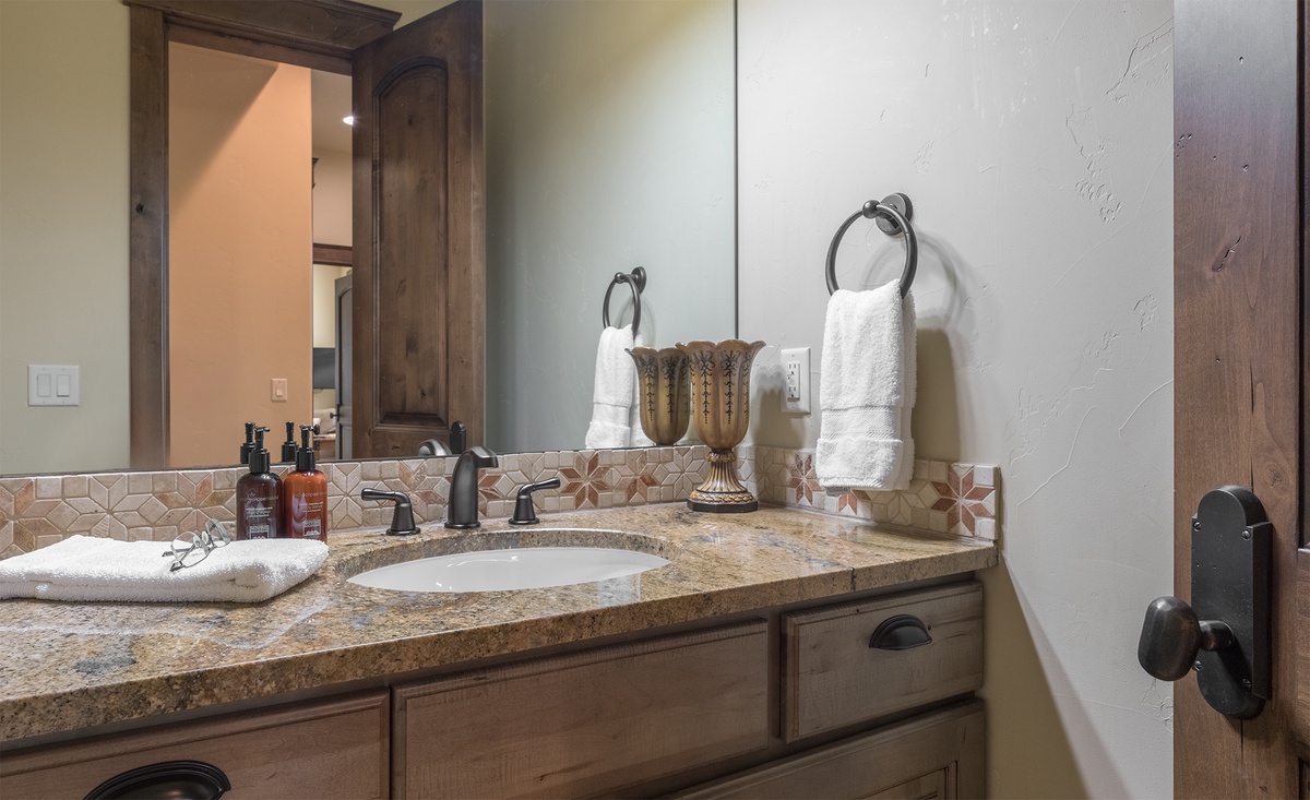 Family room hall bathroom
