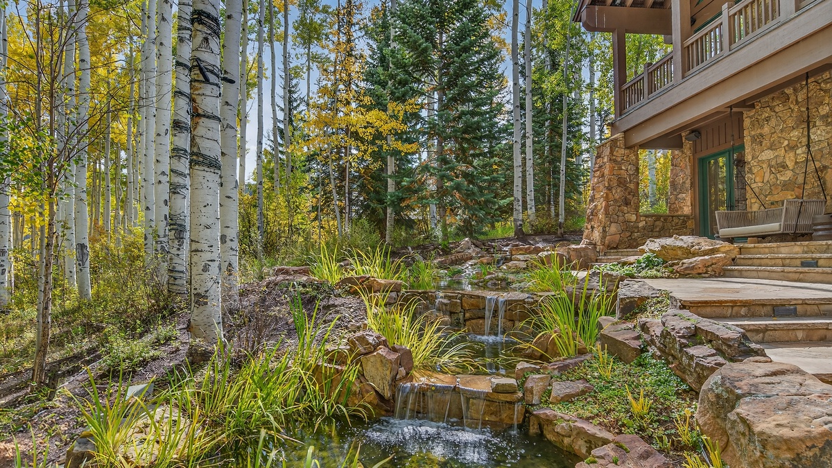 Waterfall in front of the patio