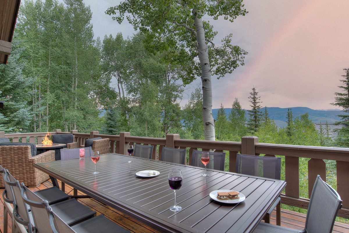 Patio with a rainbow