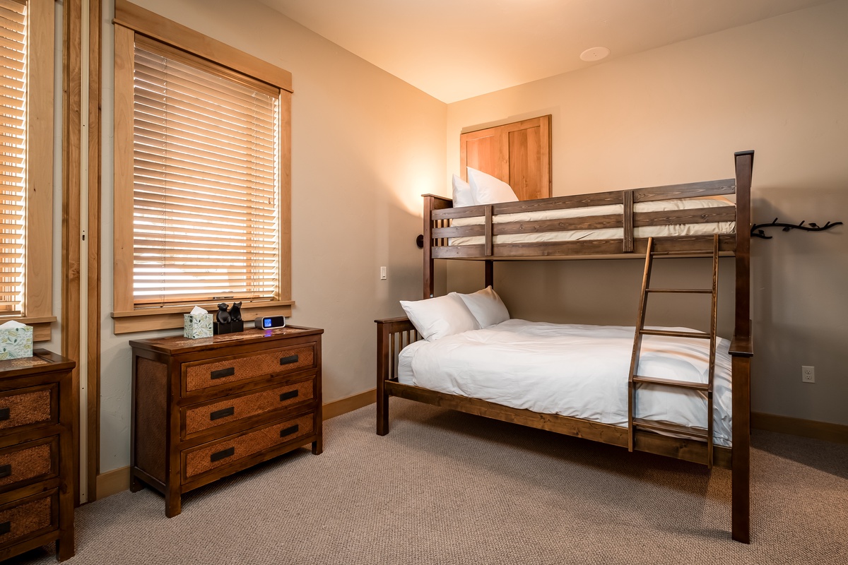 Bedroom 8, Mid-Level, North - Twin-over-twin bunk, twin-over-full bunk, and XL twin-over-queen bunk