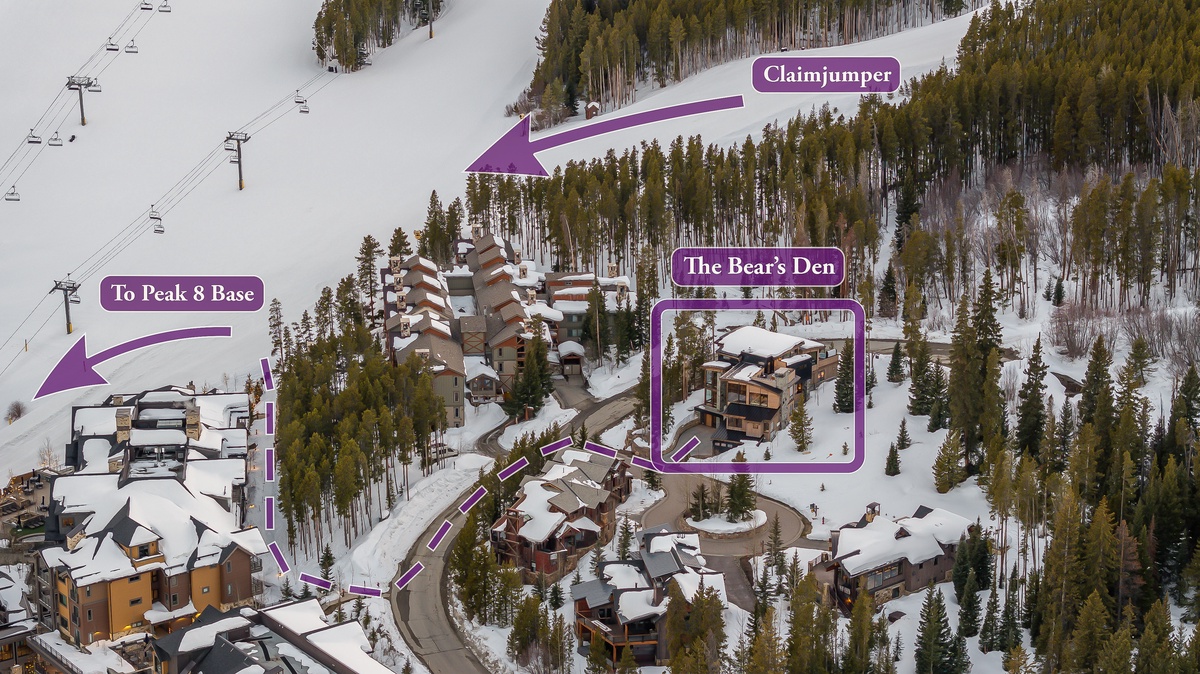 Ski access aerial map close-up