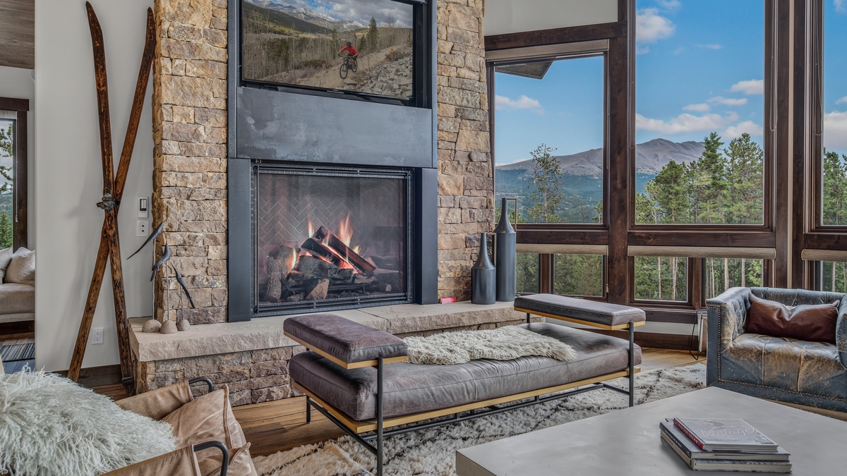 Great Room, Main Level - Fireplace with mountain views