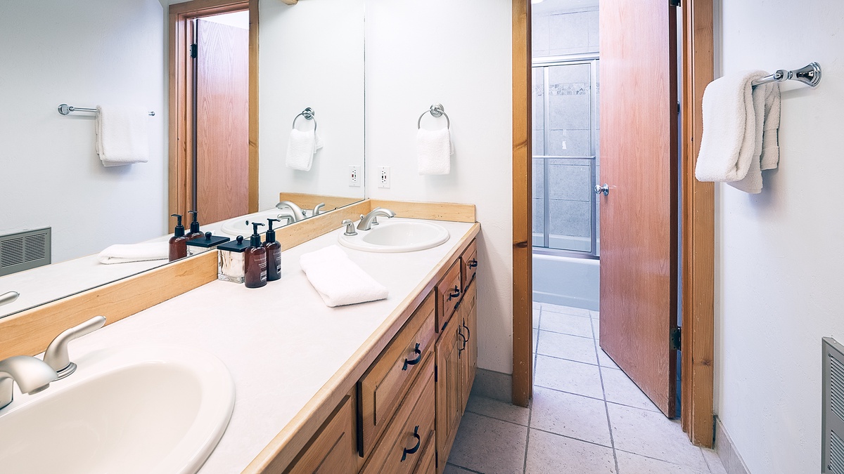 Shared Bathroom, Lower Level - Hall bathroom adjacent to Bedrooms 4 and 5