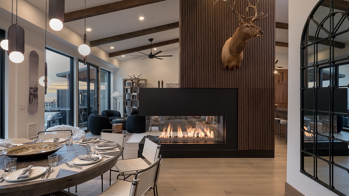 Dining Area, Upper Level - Dining area with fireplace