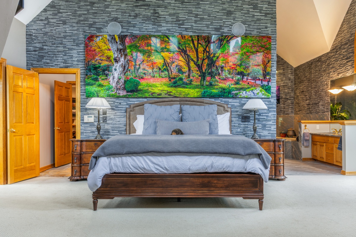 Bedroom 1, Main Level - Primary king suite (art featured has been removed)
