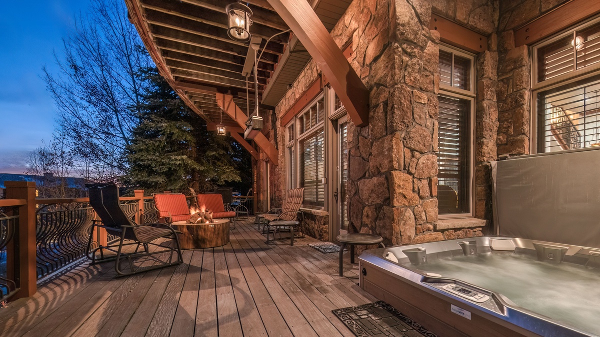 Patio, Lower Level - With private hot tub and fire pit