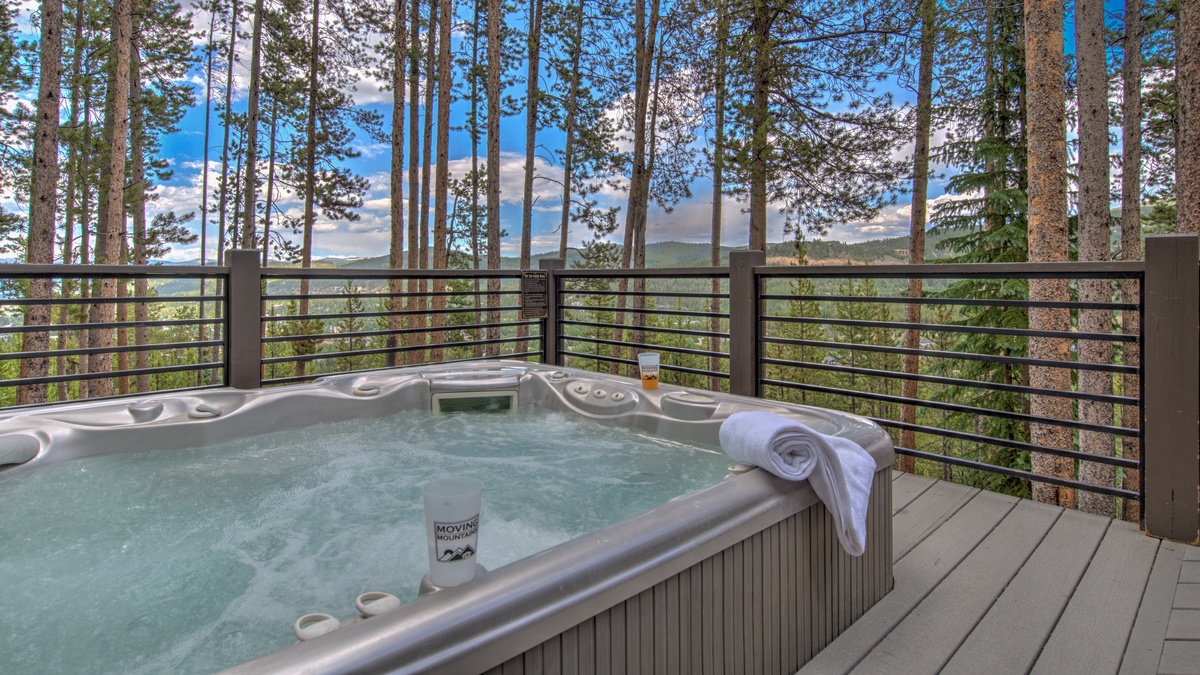 Private hot tub with summer views
