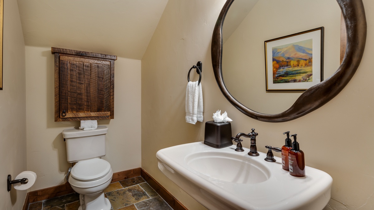 Powder bathroom on lower level