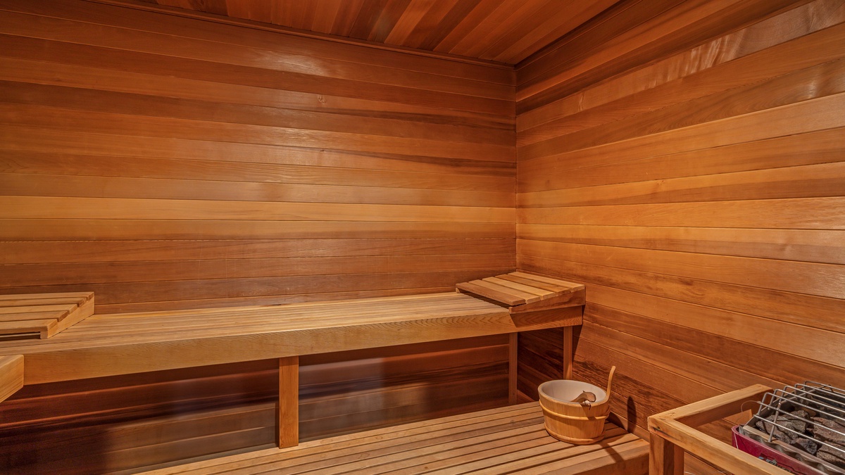 Sauna located just behind the movie room