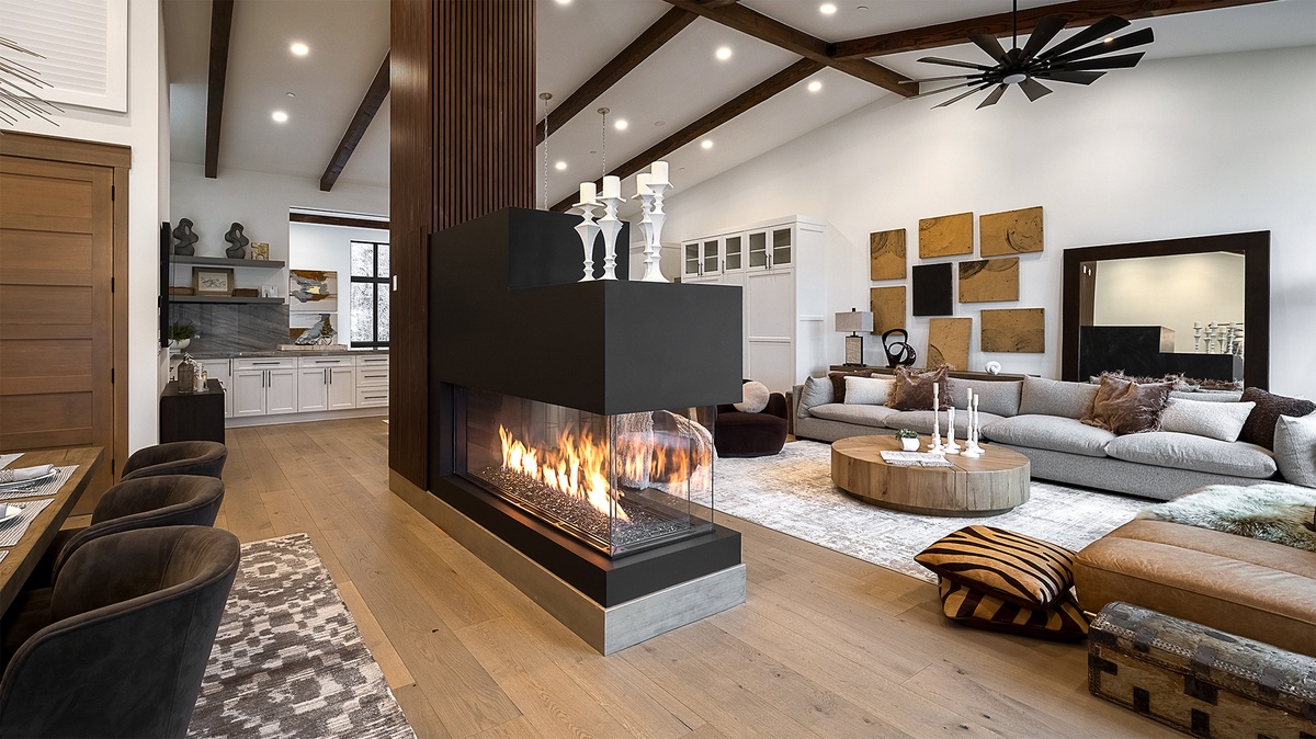 Great Room, Upper Level - Seating area with double-sided fireplace