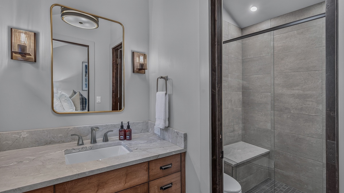 Bedroom 5, Uppermost Level - Ensuite with single vanity and walk-in shower