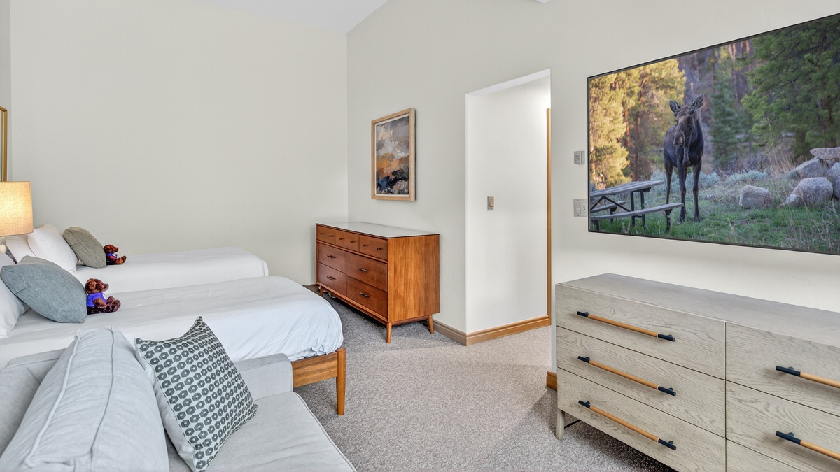 Bedroom 3, Upper Level - Two twin beds and a queen sleeper sofa