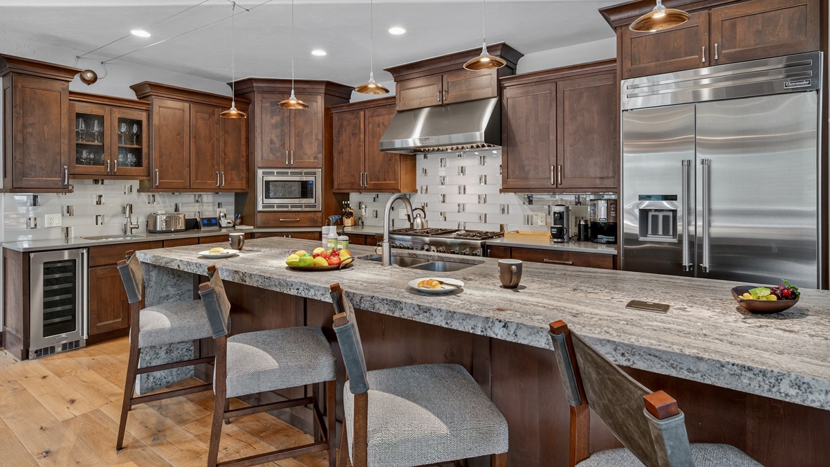 Kitchen, Main Level - Large kitchen island with bar seating