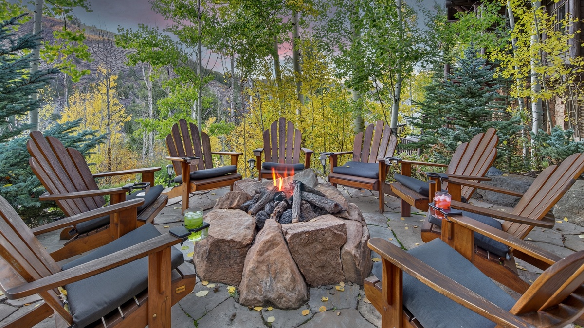 Patio, Lower Level - Private outdoor firepit with Lower Level Patio - Private outdoor firepit with Adirondack seating