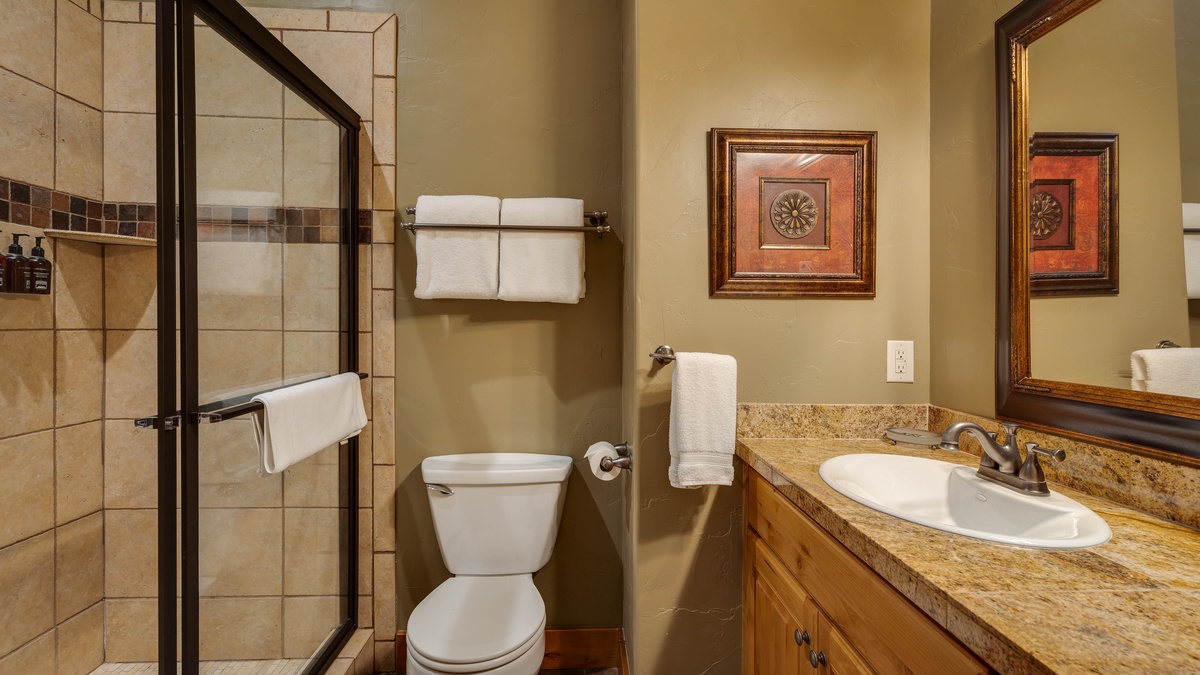 Shared bathroom on lower level