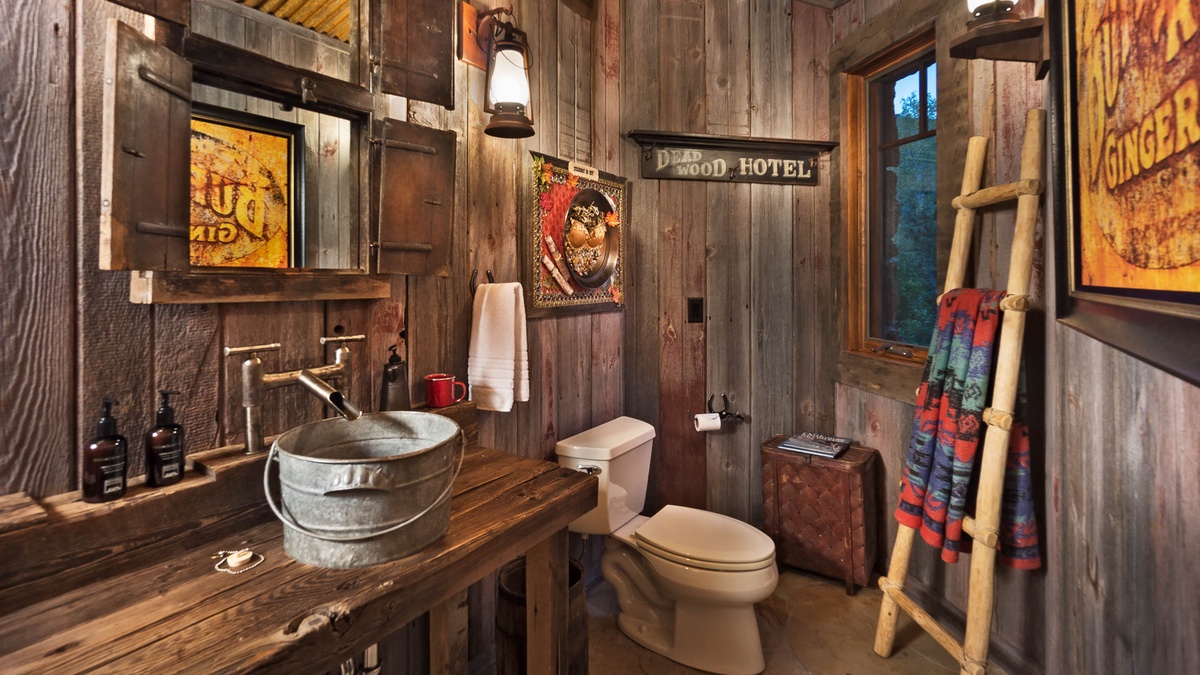 Lower level powder room