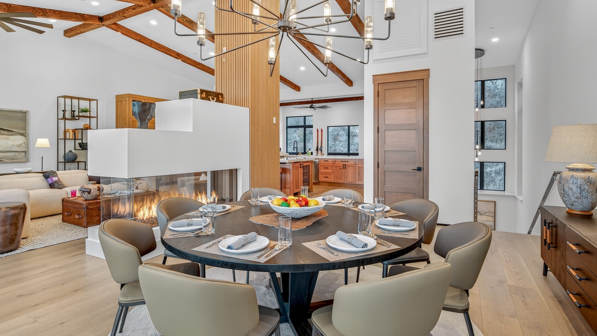 Dining Area, Upper Level - With fireplace