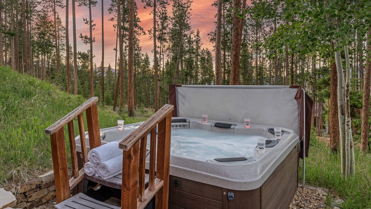Soak in the hot tub just steps away