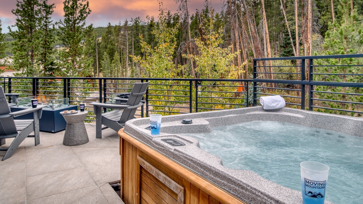 Hot Tub, Uppermost Level Deck - Private hot tub with forest views
