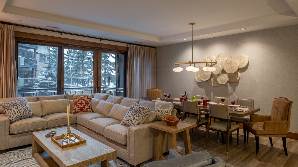 Great Room, Main Level - Open living area flowing into dining space