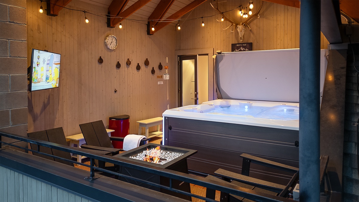 Hot Tub, Uppermost Level Deck - Private hot tub on covered deck