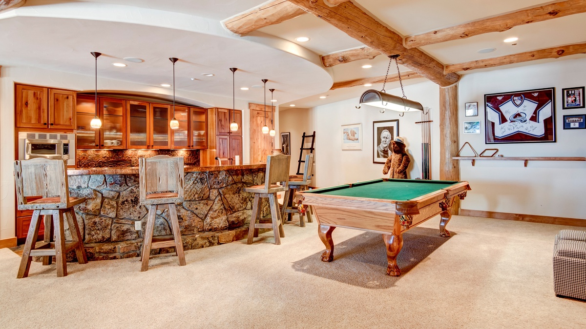 Family Room, Lower Level - With billiards, wet bar