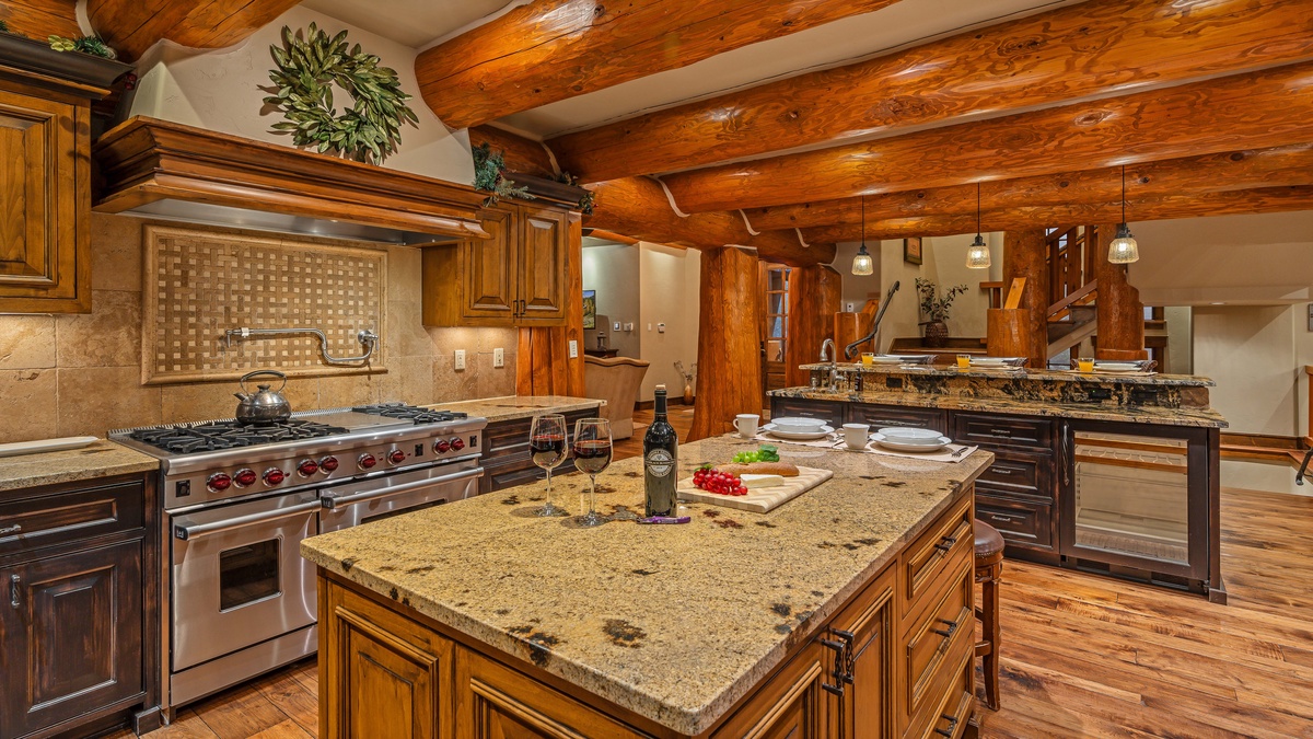 Fully stocked gourmet kitchen