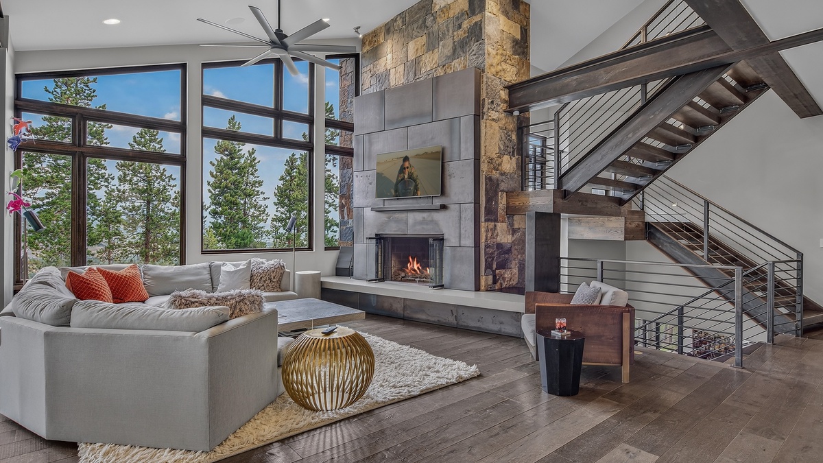 Great Room, Main Level - Fireplace with TV and seating area