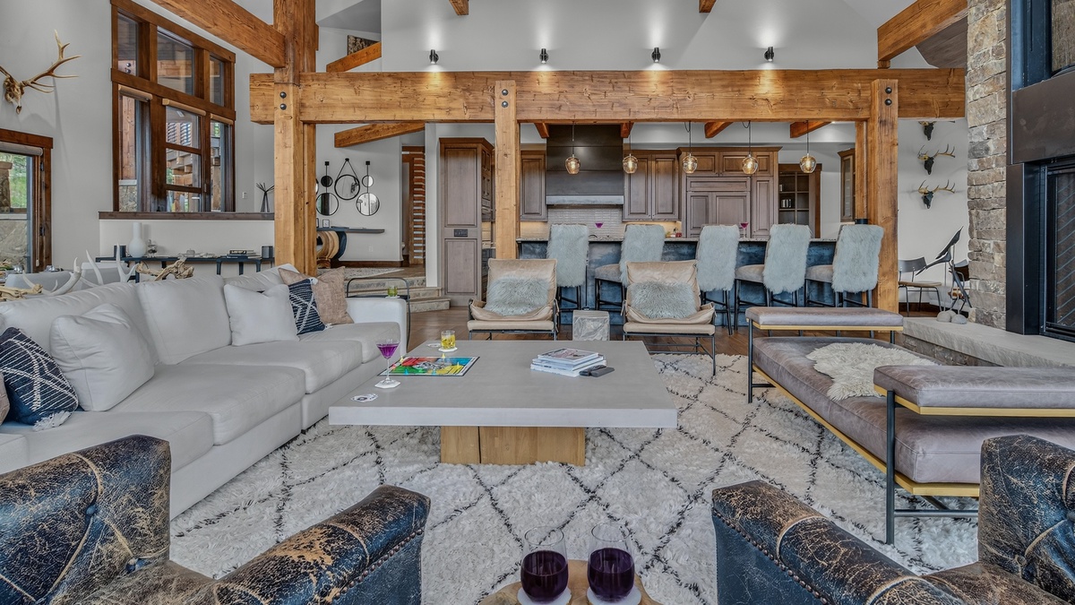 Great Room, Main Level - Seating area with kitchen and entry views