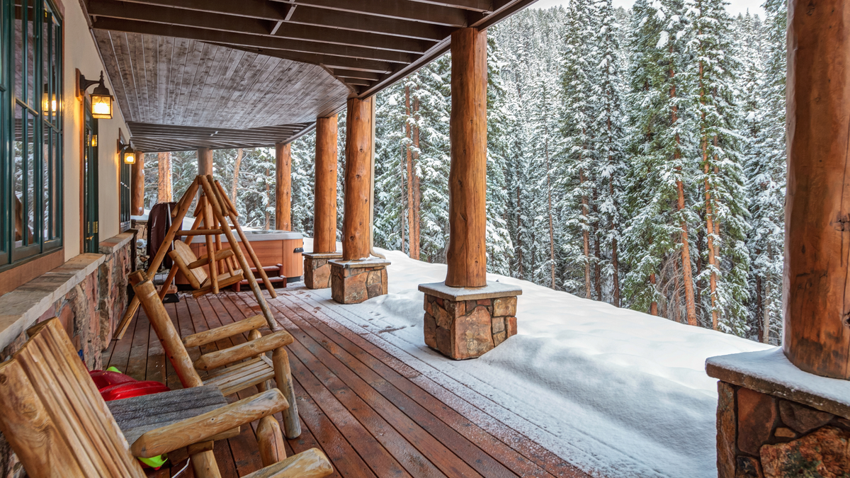 Relax on the patio and watch the snow fall