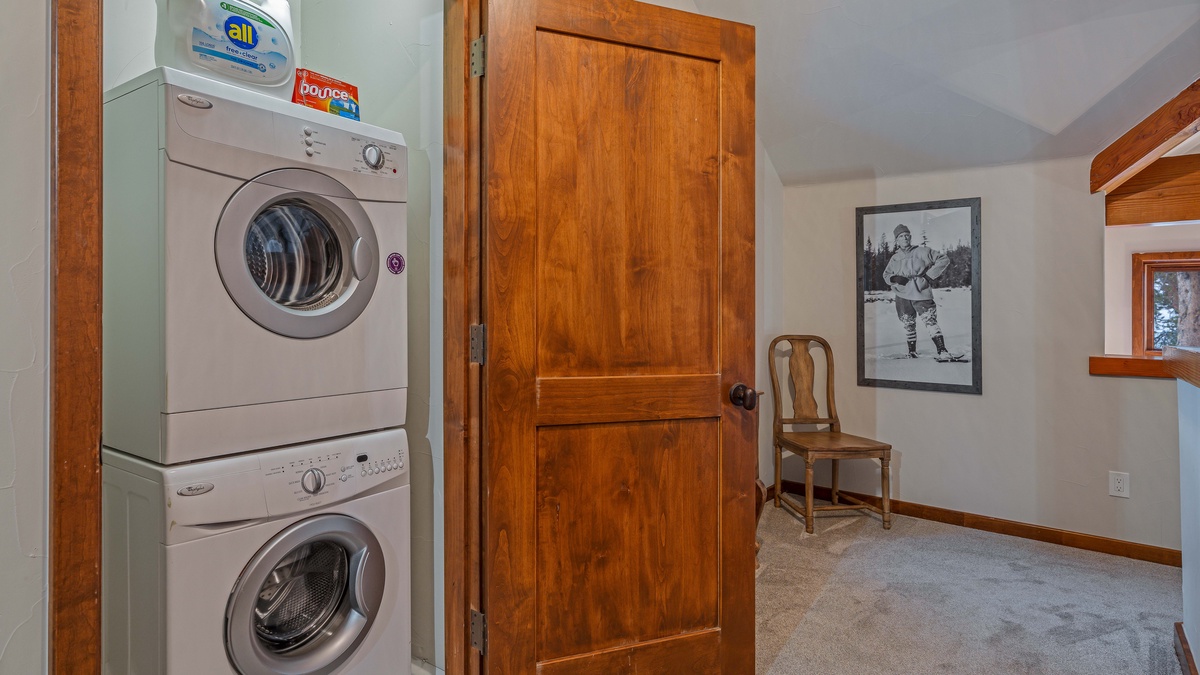 Laundry on upper loft level