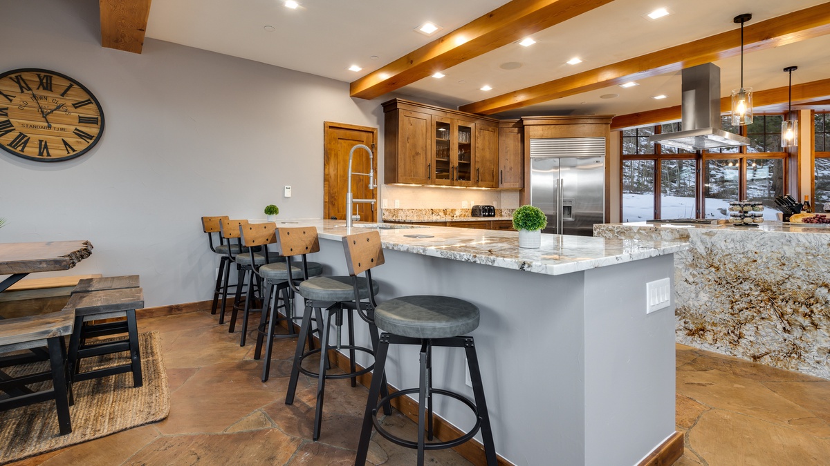 Kitchen bar seating on second island