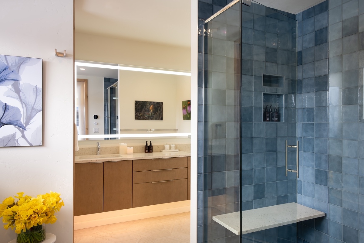 Primary ensuite shower to double vanity