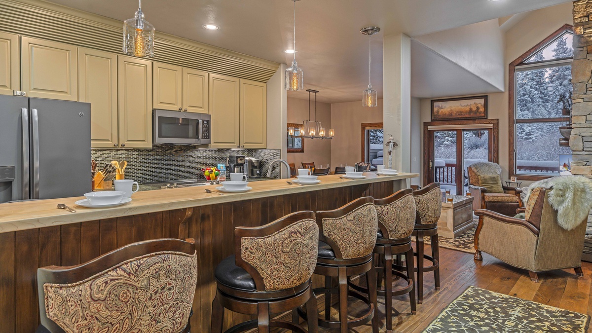 Kitchen bar seating on main level