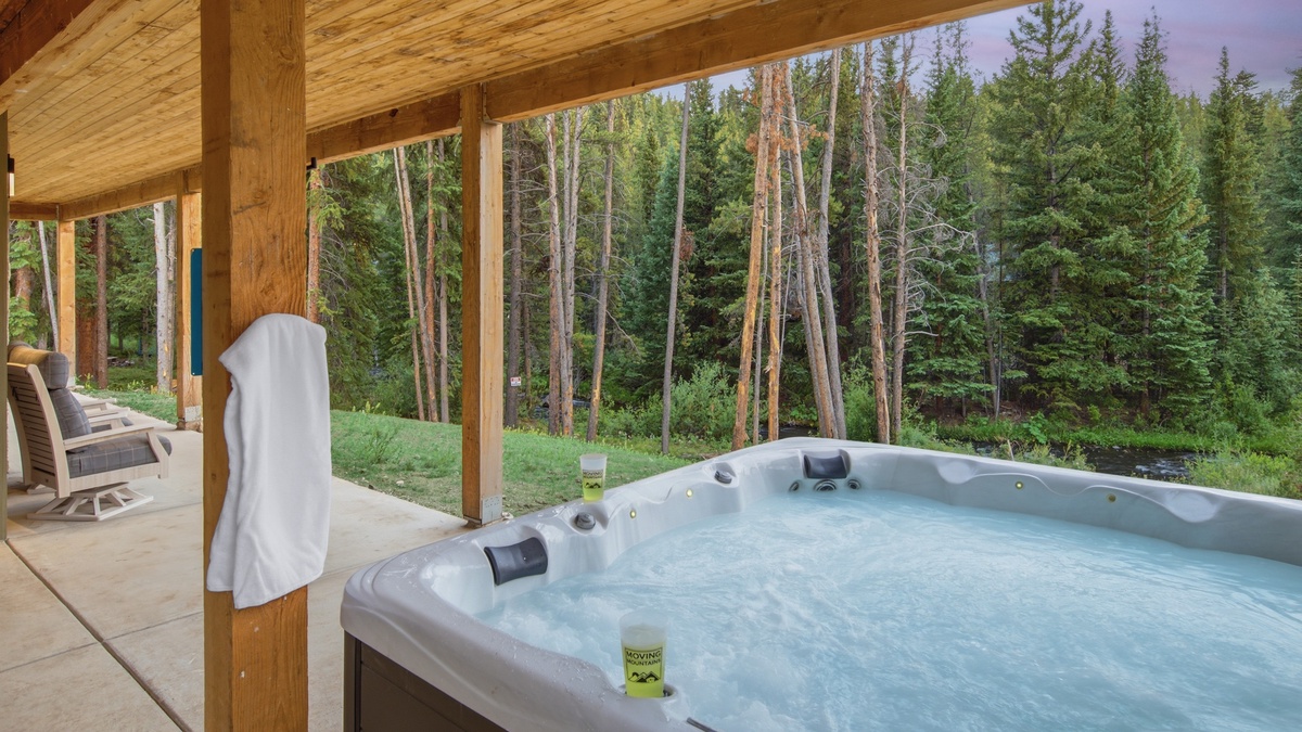 Hot Tub, Lower Level, with a river in the background