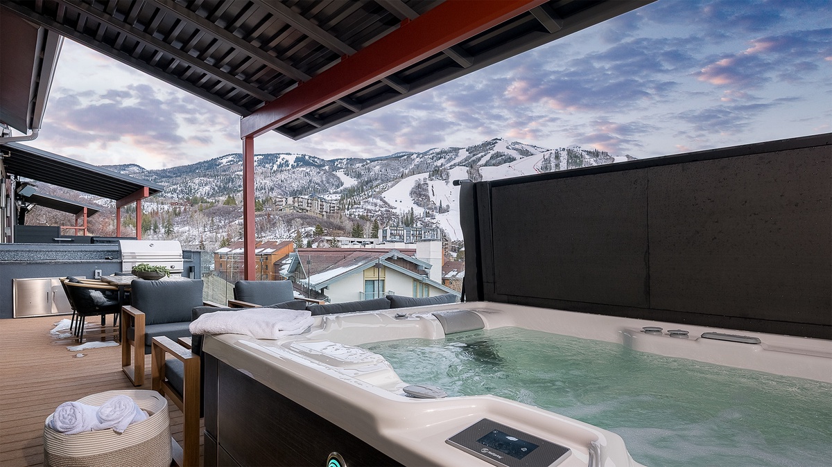 Hot Tub, Upper Level Deck - With mountain views