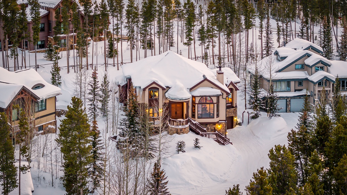 Winter aerial of Boulder Ridge Retreat