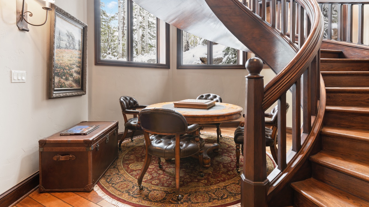 A card or puzzle table nook on the lower level