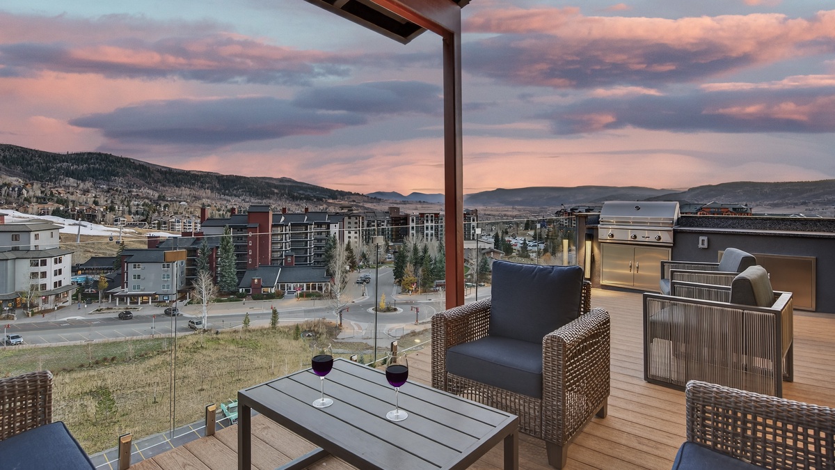 Sip wine on your private terrace as sunset paints the mountains in stunning pink hues, creating the perfect backdrop for unforgettable evenings.