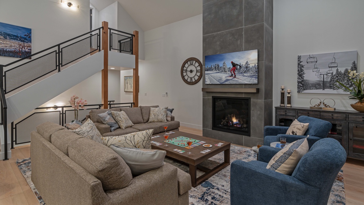 Great Room, Main Level - With TV and fireplace
